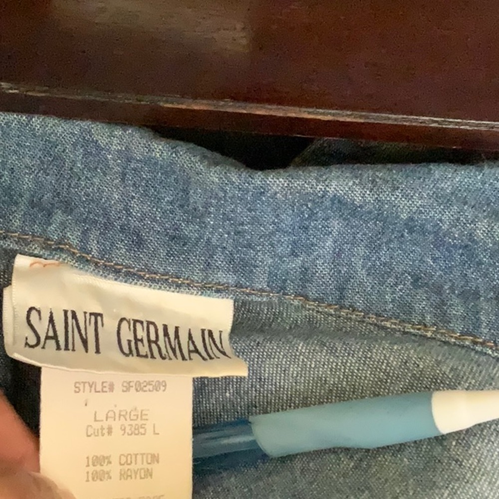 𝅺VINTAGE Saint Germain denim vest. Size L - Picture 7 of 9
